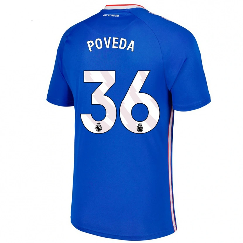 Danxen Mujer Camiseta Ian Poveda #36 Azul Blanco 2ª Equipación 2025/26 La Camisa