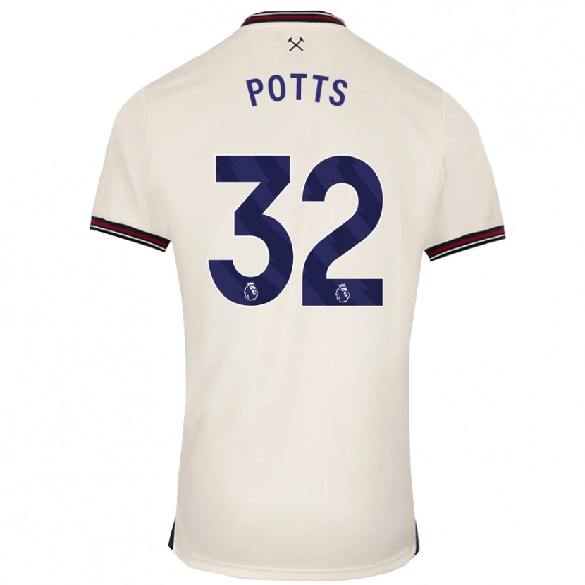Danxen Mujer Camiseta Freddie Potts #32 Blanco Roto 2ª Equipación 2025/26 La Camisa