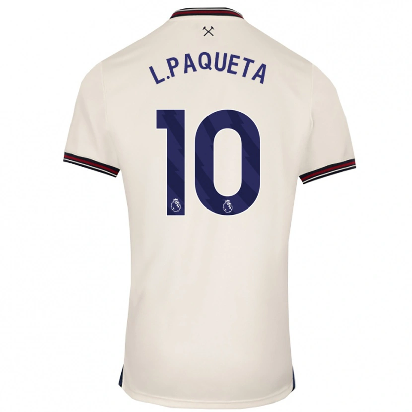 Danxen Mujer Camiseta Lucas Paquetá #10 Blanco Roto 2ª Equipación 2025/26 La Camisa