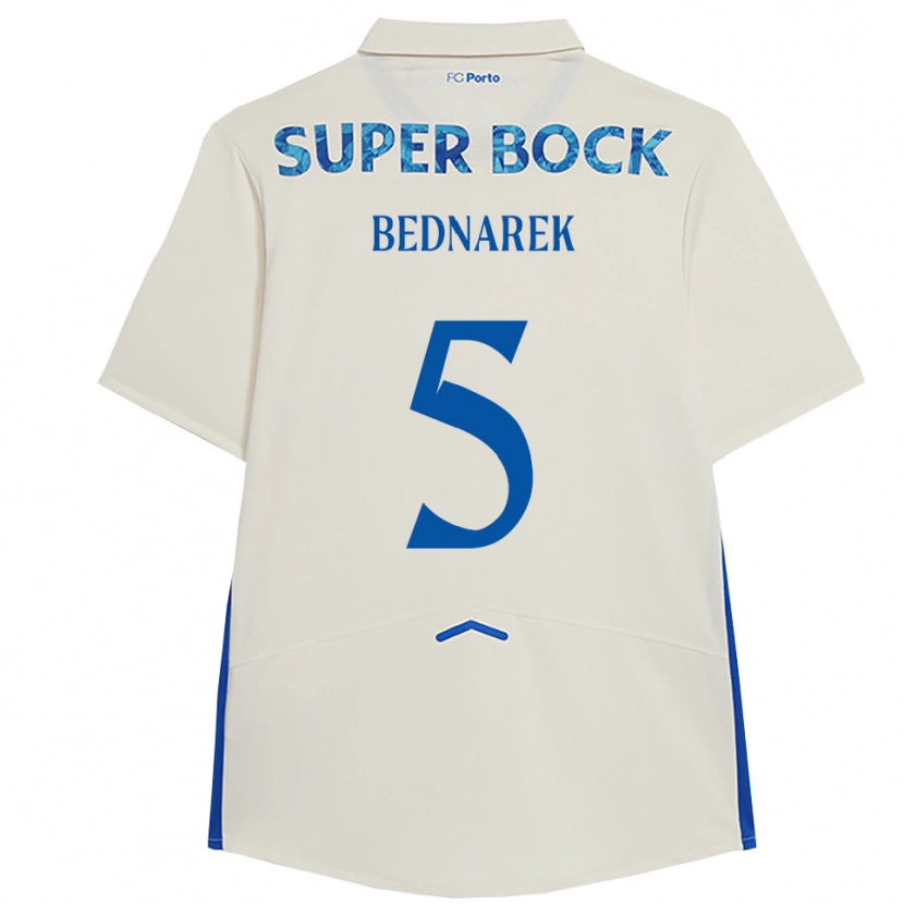 Danxen Mujer Camiseta Jan Bednarek #5 Blanco Azul Equipación Tercera 2025/26 La Camisa