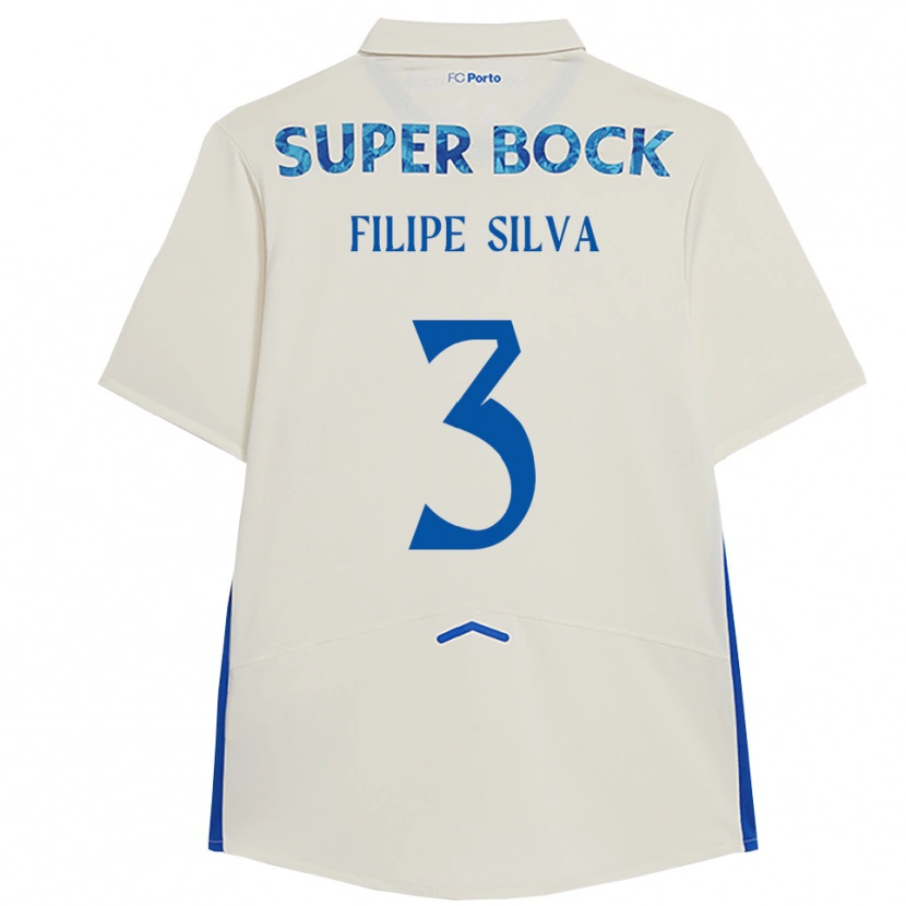 Danxen Mujer Camiseta Filipe Silva #3 Blanco Azul Equipación Tercera 2025/26 La Camisa