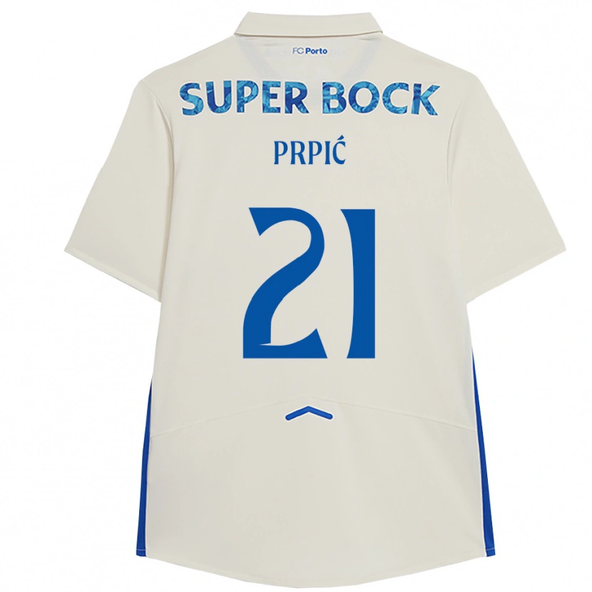 Danxen Mujer Camiseta Dominik Prpić #21 Blanco Azul Equipación Tercera 2025/26 La Camisa