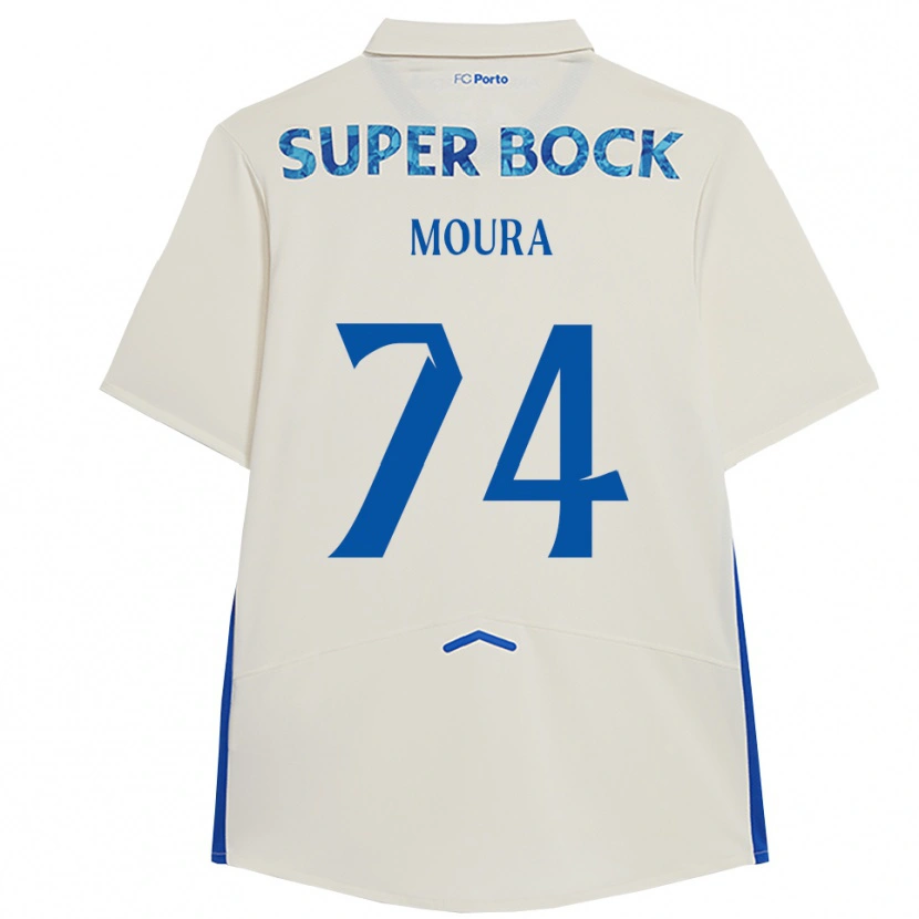 Danxen Mujer Camiseta Francisco Moura #74 Blanco Azul Equipación Tercera 2025/26 La Camisa