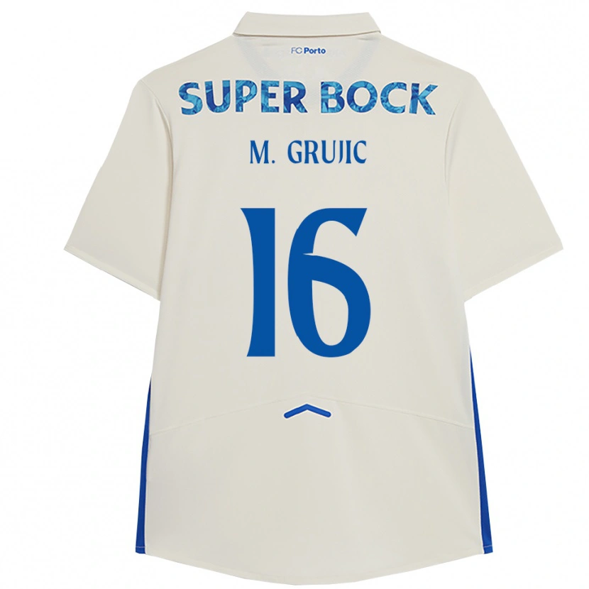 Danxen Mujer Camiseta Marko Grujić #16 Blanco Azul Equipación Tercera 2025/26 La Camisa