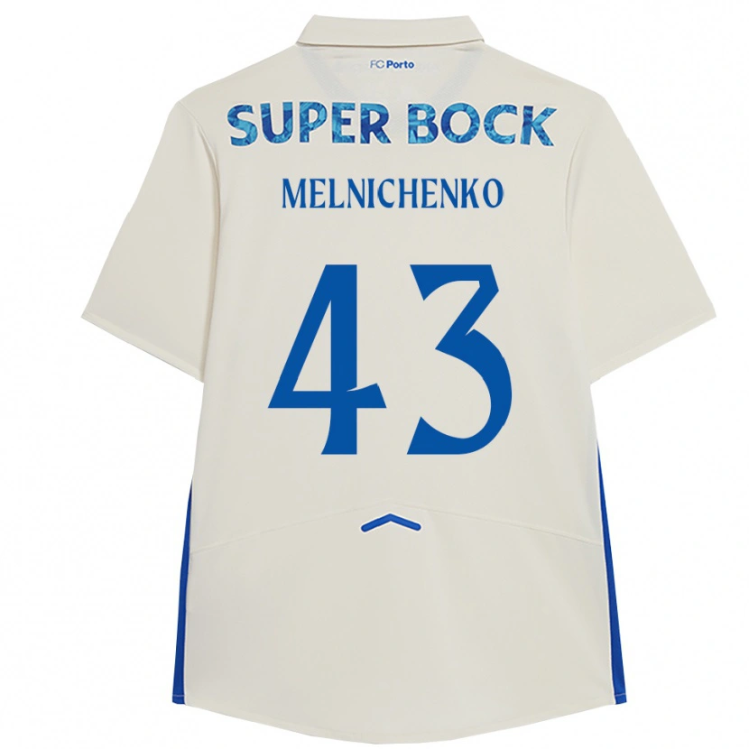 Danxen Mujer Camiseta Trofim Melnichenko #43 Blanco Azul Equipación Tercera 2025/26 La Camisa
