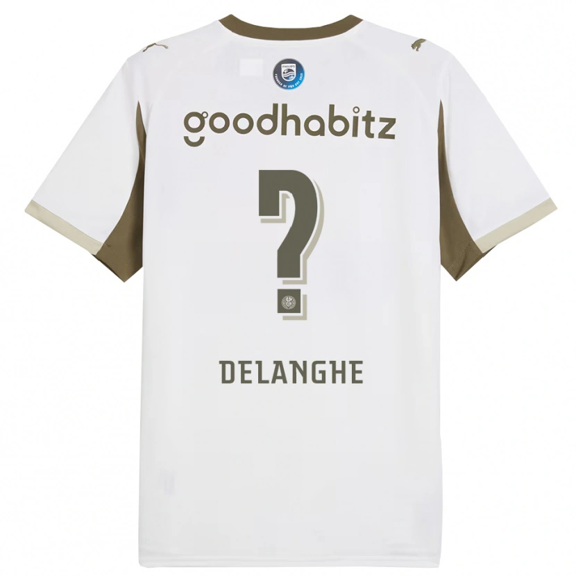 Danxen Mujer Camiseta Maxime Delanghe #0 Blanco Gris Equipación Tercera 2025/26 La Camisa