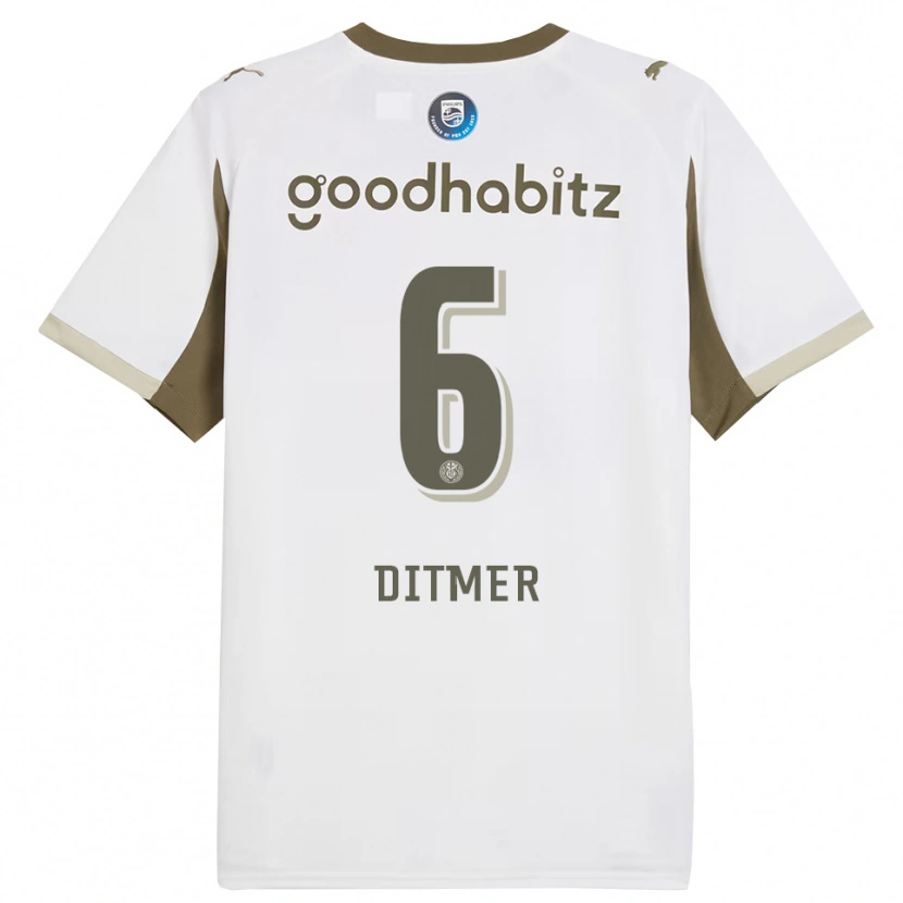 Danxen Mujer Camiseta Sébas Ditmer #6 Blanco Gris Equipación Tercera 2025/26 La Camisa
