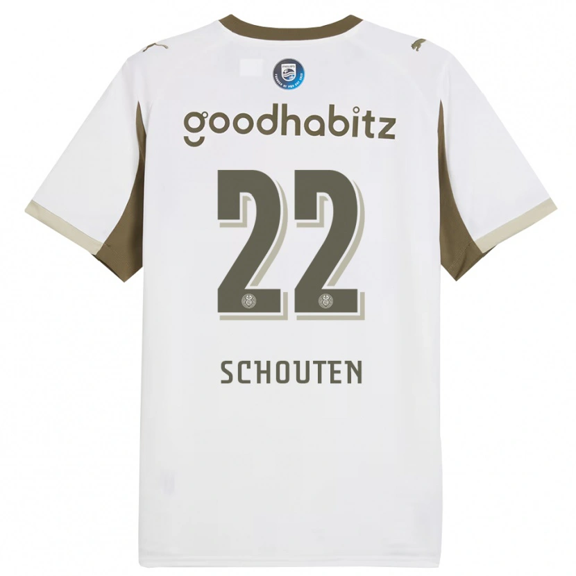 Danxen Mujer Camiseta Jerdy Schouten #22 Blanco Gris Equipación Tercera 2025/26 La Camisa