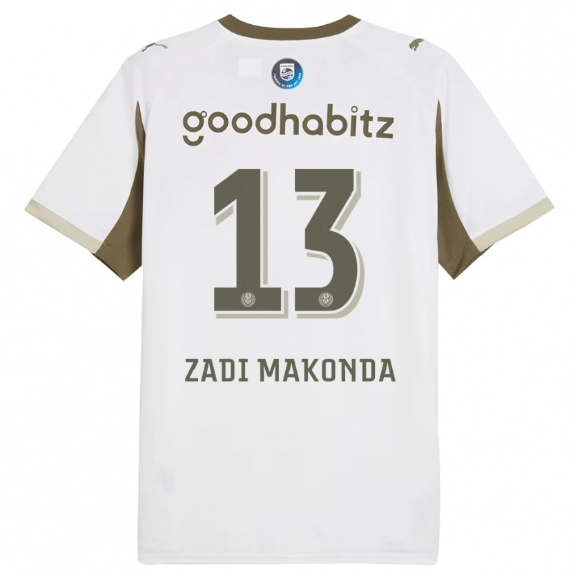 Danxen Mujer Camiseta David Zadi Makonda #13 Blanco Gris Equipación Tercera 2025/26 La Camisa