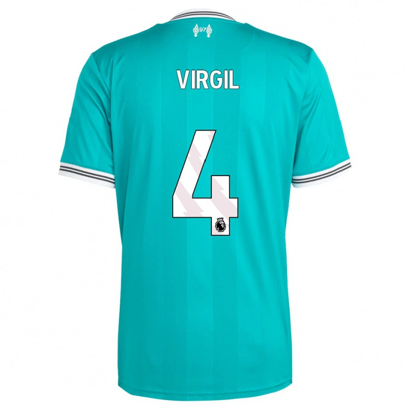 Danxen Mujer Camiseta Virgil Van Dijk #4 Verde Blanco Equipación Tercera 2025/26 La Camisa
