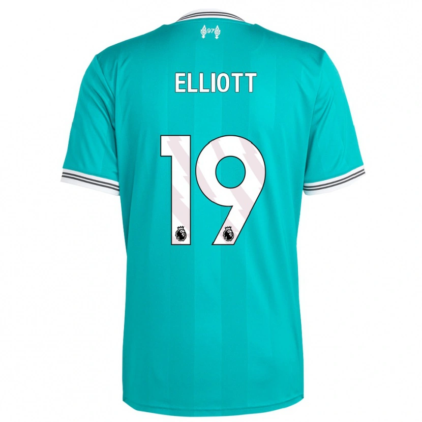 Danxen Mujer Camiseta Harvey Elliott #19 Verde Blanco Equipación Tercera 2025/26 La Camisa