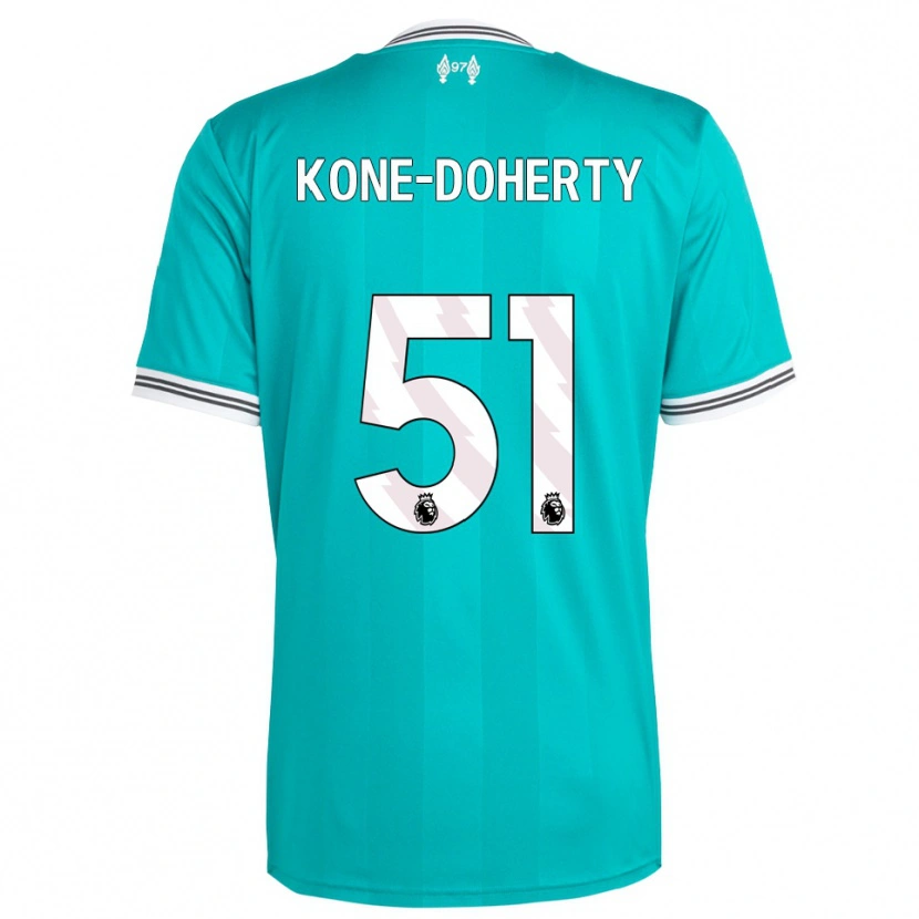 Danxen Mujer Camiseta Trent Kone-Doherty #51 Verde Blanco Equipación Tercera 2025/26 La Camisa