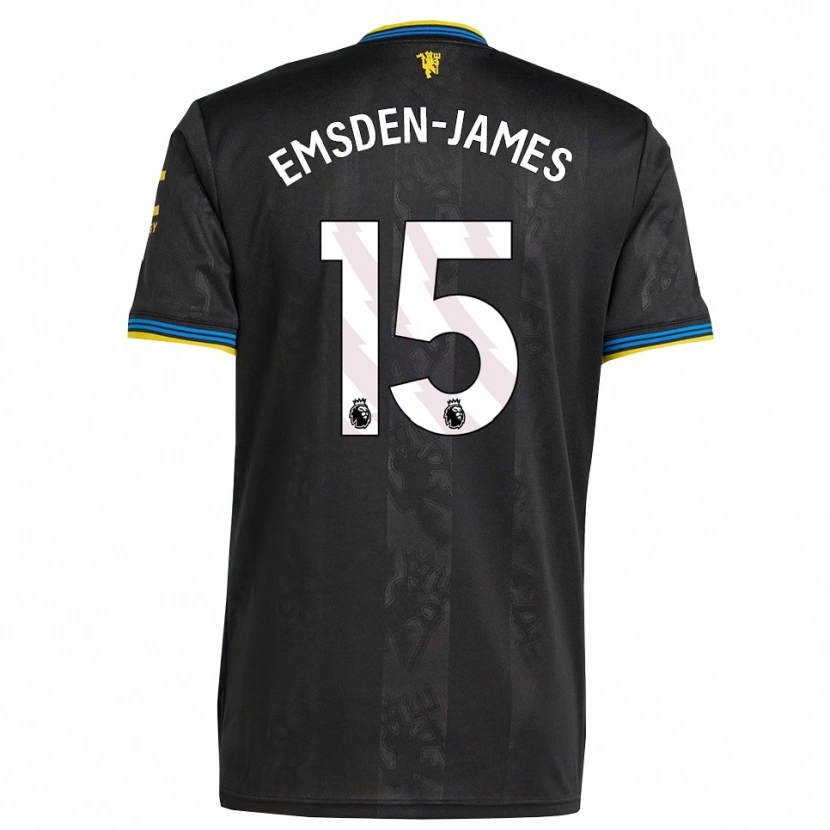 Danxen Mujer Camiseta Harley Emsden-James #15 Negro Amarillo Azul Equipación Tercera 2025/26 La Camisa
