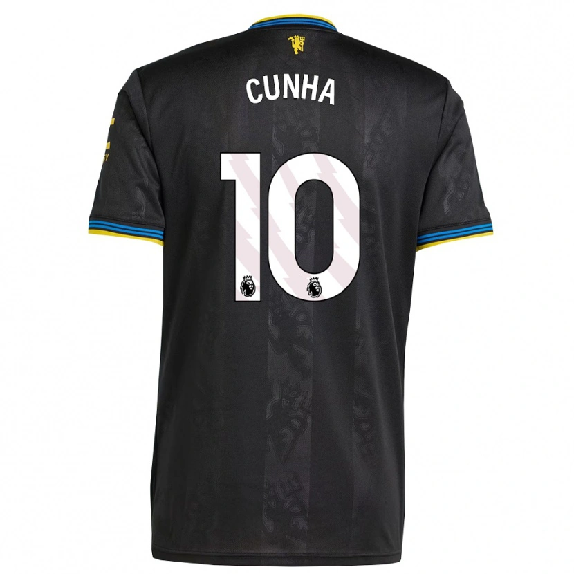 Danxen Mujer Camiseta Matheus Cunha #10 Negro Amarillo Azul Equipación Tercera 2025/26 La Camisa
