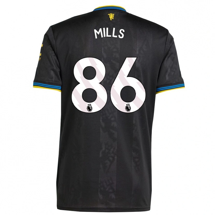 Danxen Mujer Camiseta Albert Mills #86 Negro Amarillo Azul Equipación Tercera 2025/26 La Camisa