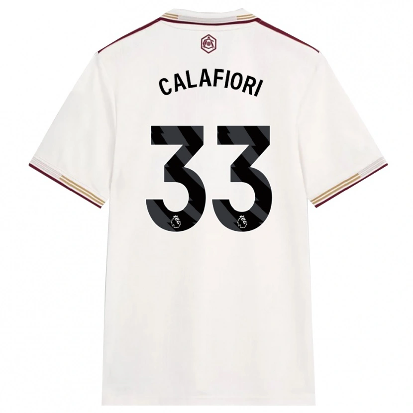 Danxen Mujer Camiseta Riccardo Calafiori #33 Blanco Roto Borgoña Equipación Tercera 2025/26 La Camisa