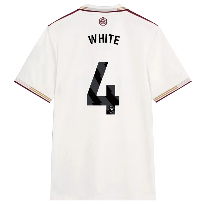 Danxen Mujer Camiseta Ben White #4 Blanco Roto Borgoña Equipación Tercera 2025/26 La Camisa