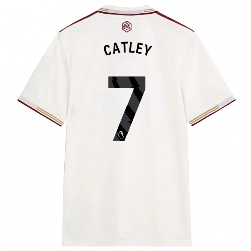 Danxen Mujer Camiseta Steph Catley #7 Blanco Roto Borgoña Equipación Tercera 2025/26 La Camisa