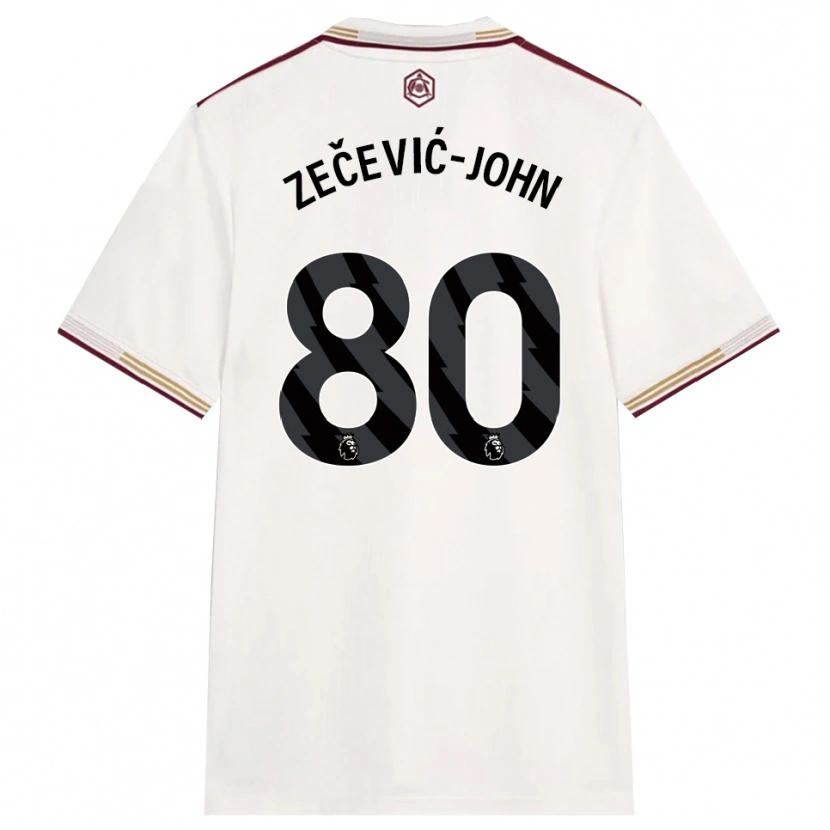 Danxen Mujer Camiseta Louis Zečević-John #80 Blanco Roto Borgoña Equipación Tercera 2025/26 La Camisa