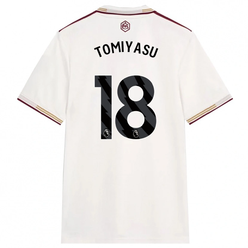 Danxen Mujer Camiseta Takehiro Tomiyasu #18 Blanco Roto Borgoña Equipación Tercera 2025/26 La Camisa