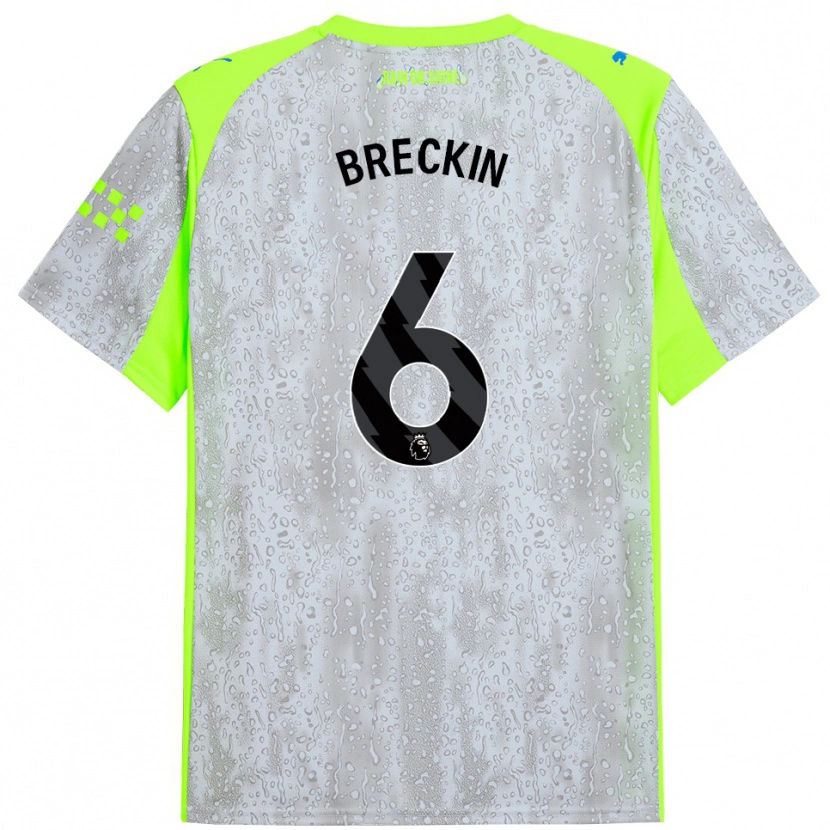 Danxen Mujer Camiseta Kian Breckin #6 Gris Amarillo Equipación Tercera 2025/26 La Camisa