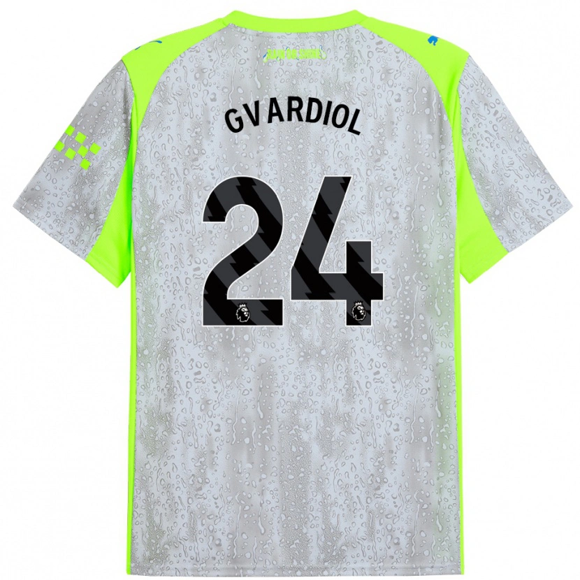Danxen Mujer Camiseta Josko Gvardiol #24 Gris Amarillo Equipación Tercera 2025/26 La Camisa
