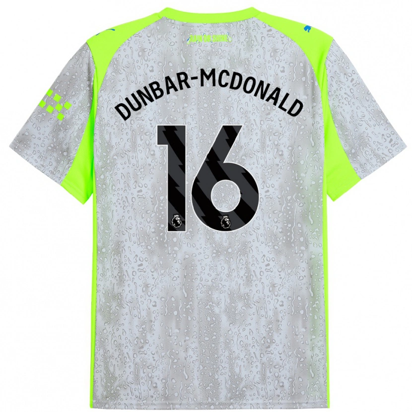 Danxen Mujer Camiseta Christian Dunbar-Mcdonald #16 Gris Amarillo Equipación Tercera 2025/26 La Camisa