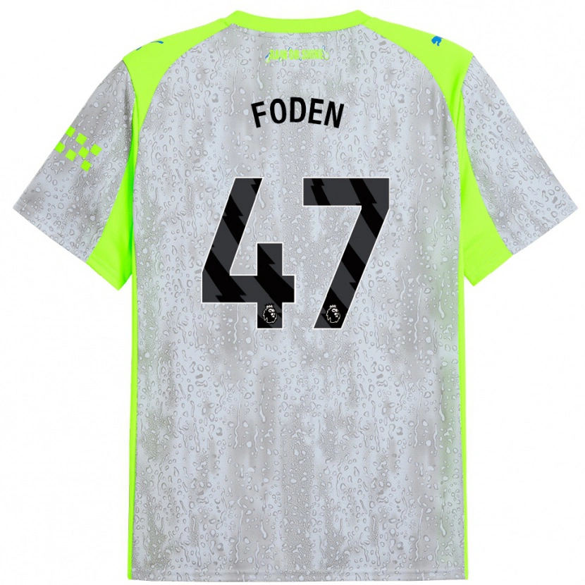 Danxen Mujer Camiseta Phil Foden #47 Gris Amarillo Equipación Tercera 2025/26 La Camisa
