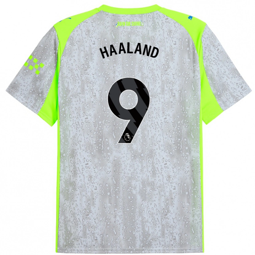 Danxen Mujer Camiseta Erling Haaland #9 Gris Amarillo Equipación Tercera 2025/26 La Camisa