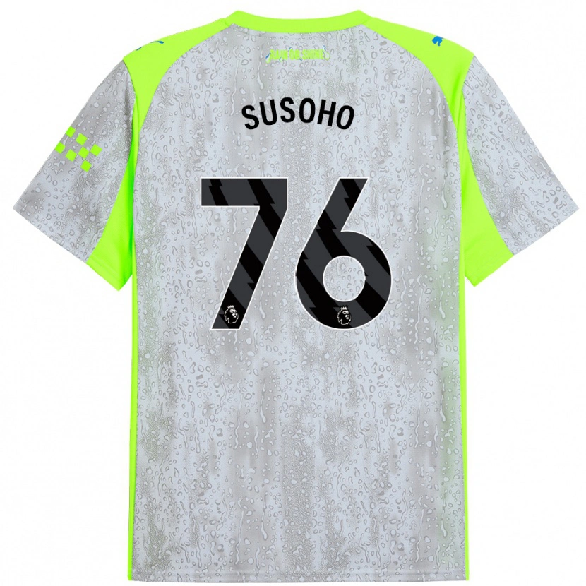 Danxen Mujer Camiseta Mahamadou Susoho #76 Gris Amarillo Equipación Tercera 2025/26 La Camisa