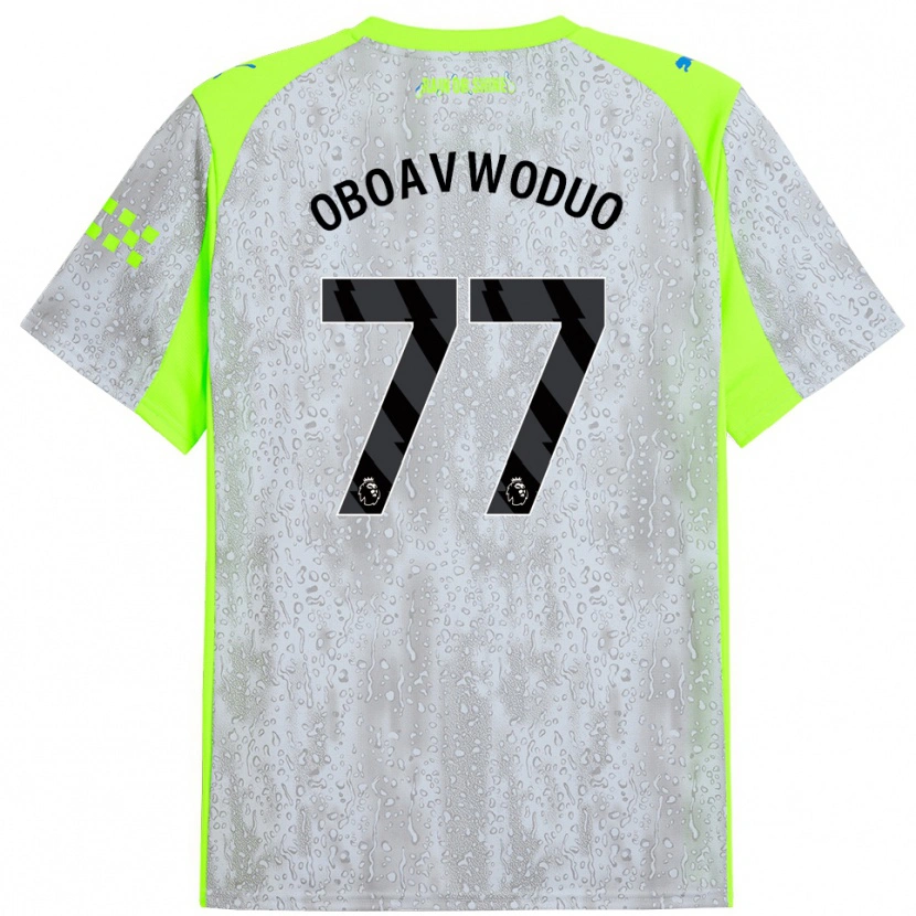 Danxen Mujer Camiseta Justin Oboavwoduo #77 Gris Amarillo Equipación Tercera 2025/26 La Camisa