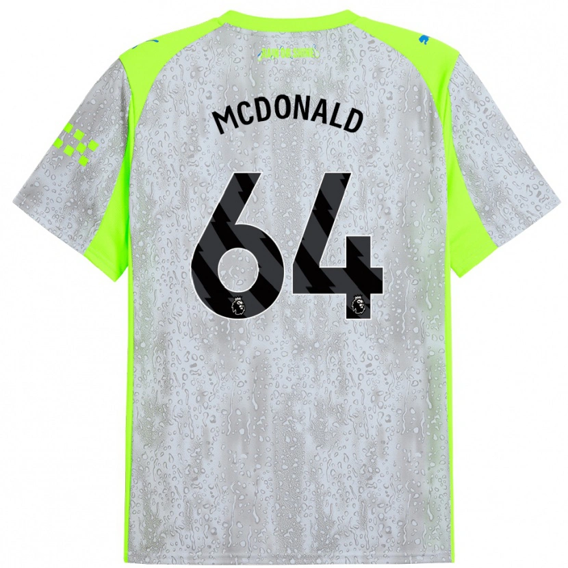 Danxen Mujer Camiseta Rowan Mcdonald #64 Gris Amarillo Equipación Tercera 2025/26 La Camisa