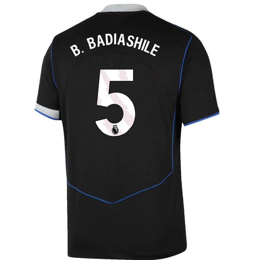 Danxen Mujer Camiseta Benoît Badiashile #5 Negro Azul Plata Equipación Tercera 2025/26 La Camisa