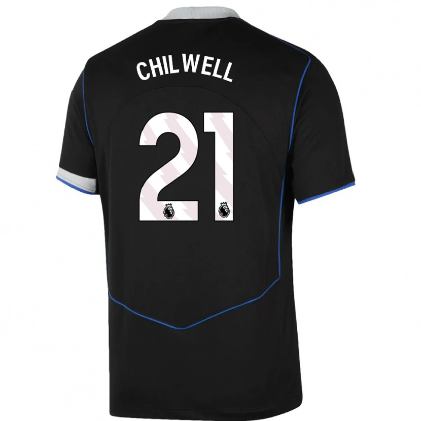 Danxen Mujer Camiseta Ben Chilwell #21 Negro Azul Plata Equipación Tercera 2025/26 La Camisa