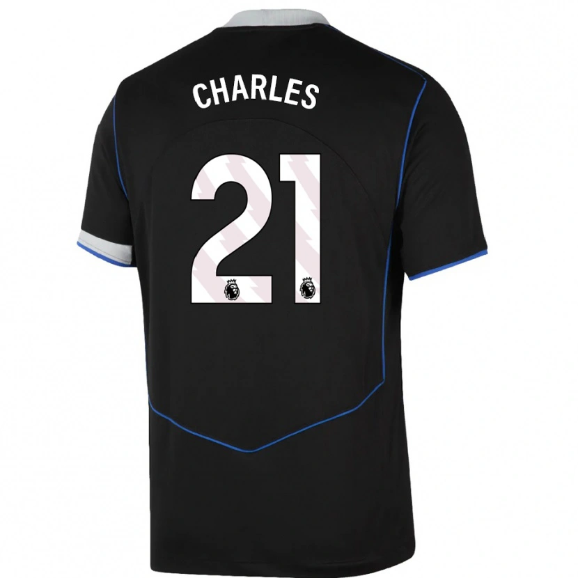 Danxen Mujer Camiseta Niamh Charles #21 Negro Azul Plata Equipación Tercera 2025/26 La Camisa