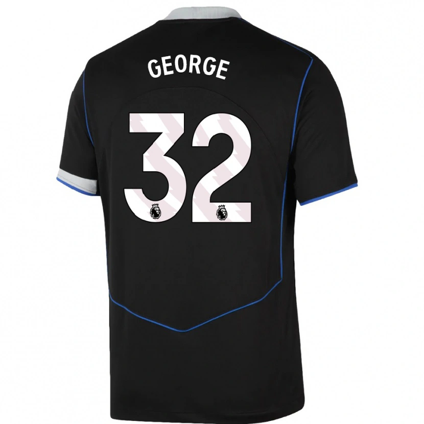 Danxen Mujer Camiseta Tyrique George #32 Negro Azul Plata Equipación Tercera 2025/26 La Camisa