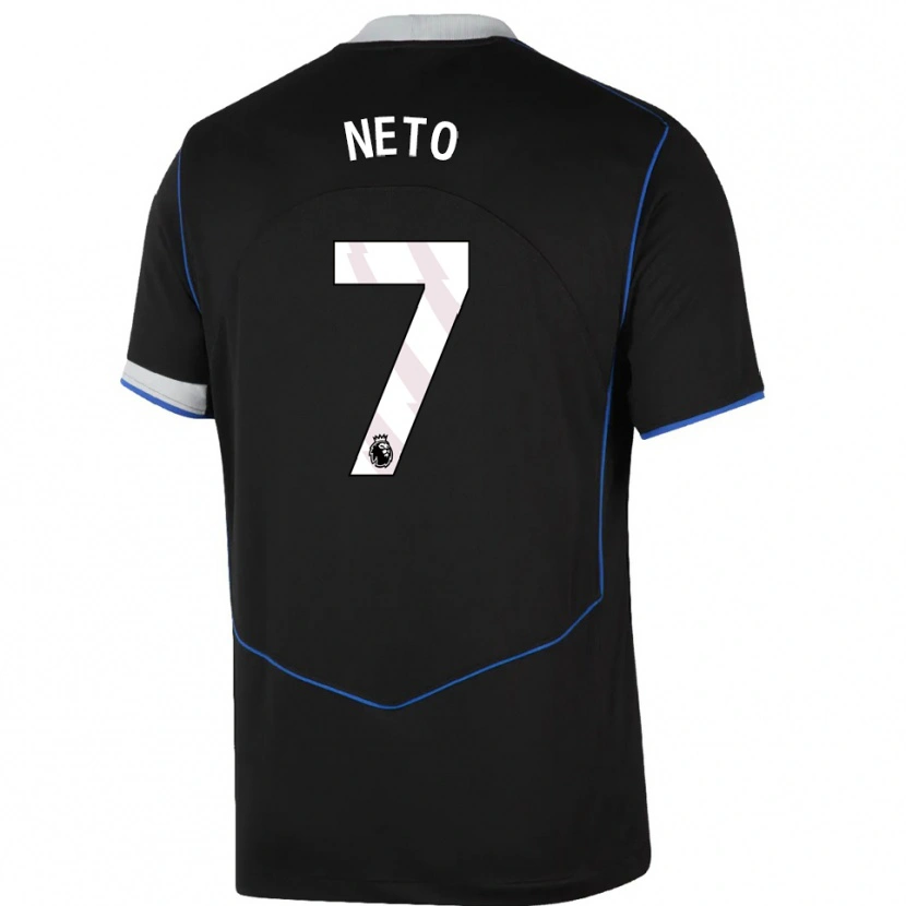 Danxen Mujer Camiseta Pedro Neto #7 Negro Azul Plata Equipación Tercera 2025/26 La Camisa