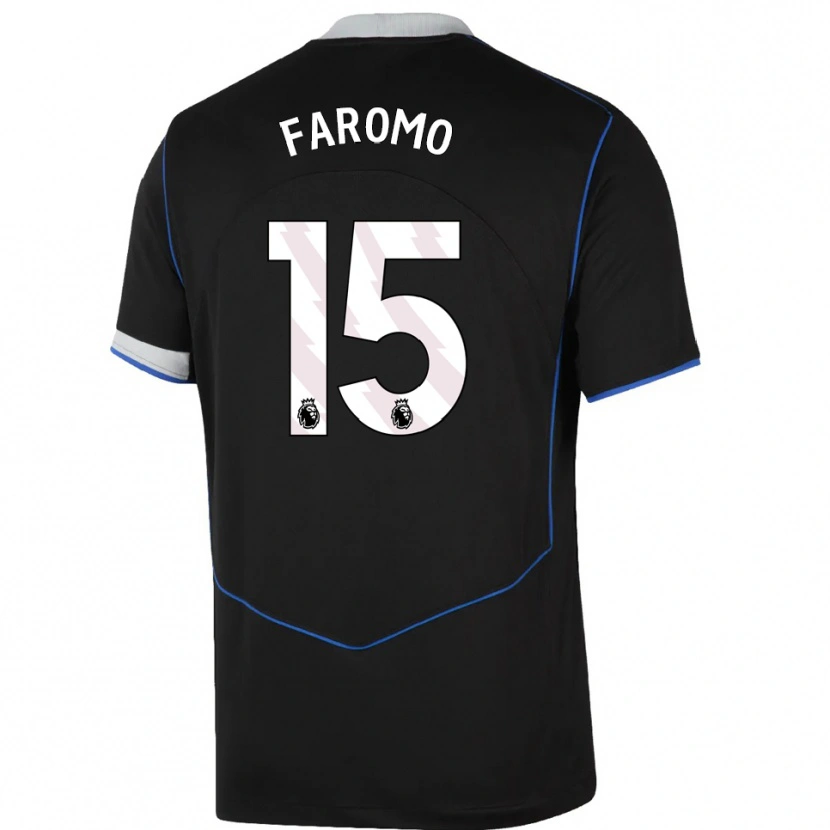 Danxen Mujer Camiseta Trey Faromo #15 Negro Azul Plata Equipación Tercera 2025/26 La Camisa