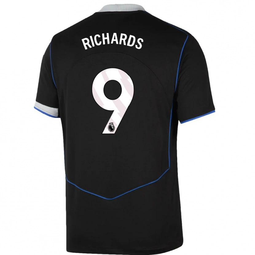 Danxen Mujer Camiseta Dujuan Richards #9 Negro Azul Plata Equipación Tercera 2025/26 La Camisa