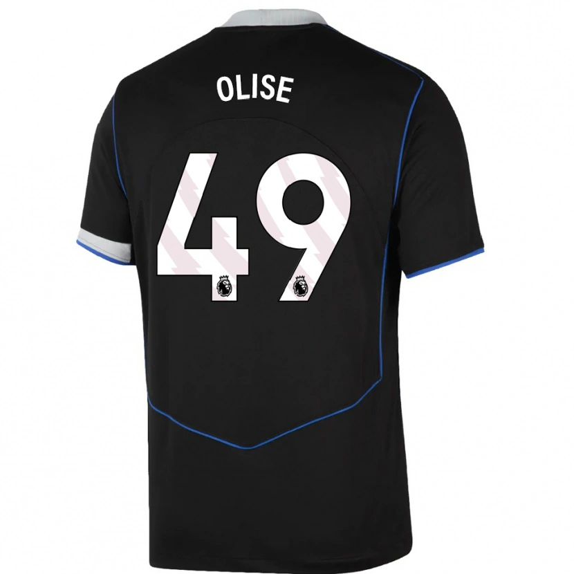 Danxen Mujer Camiseta Richard Olise #49 Negro Azul Plata Equipación Tercera 2025/26 La Camisa