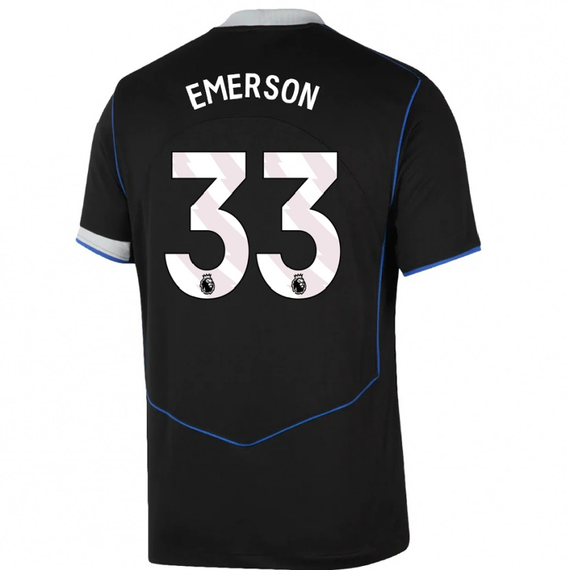 Danxen Mujer Camiseta Emerson #33 Negro Azul Plata Equipación Tercera 2025/26 La Camisa