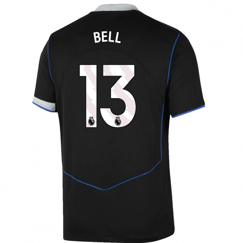 Danxen Mujer Camiseta Toby Bell #13 Negro Azul Plata Equipación Tercera 2025/26 La Camisa