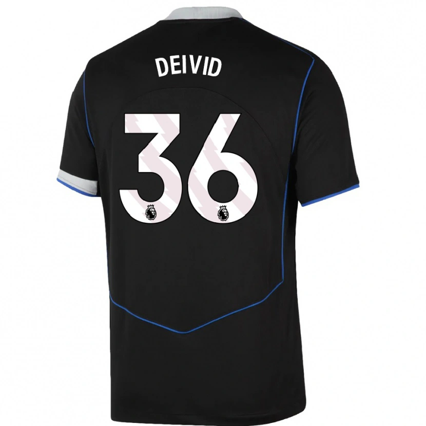 Danxen Mujer Camiseta Deivid Washington #36 Negro Azul Plata Equipación Tercera 2025/26 La Camisa