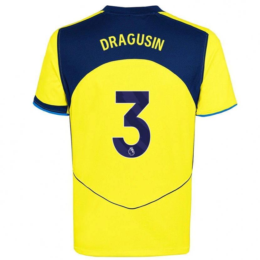 Danxen Mujer Camiseta Radu Drăgușin #3 Amarillo Marino Equipación Tercera 2025/26 La Camisa