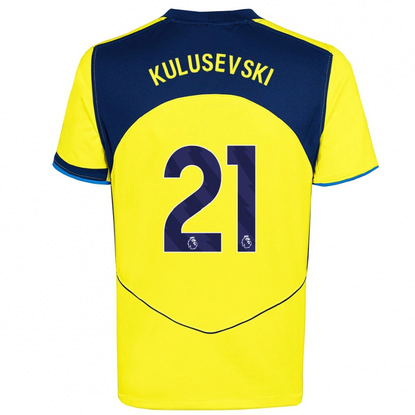 Danxen Mujer Camiseta Dejan Kulusevski #21 Amarillo Marino Equipación Tercera 2025/26 La Camisa