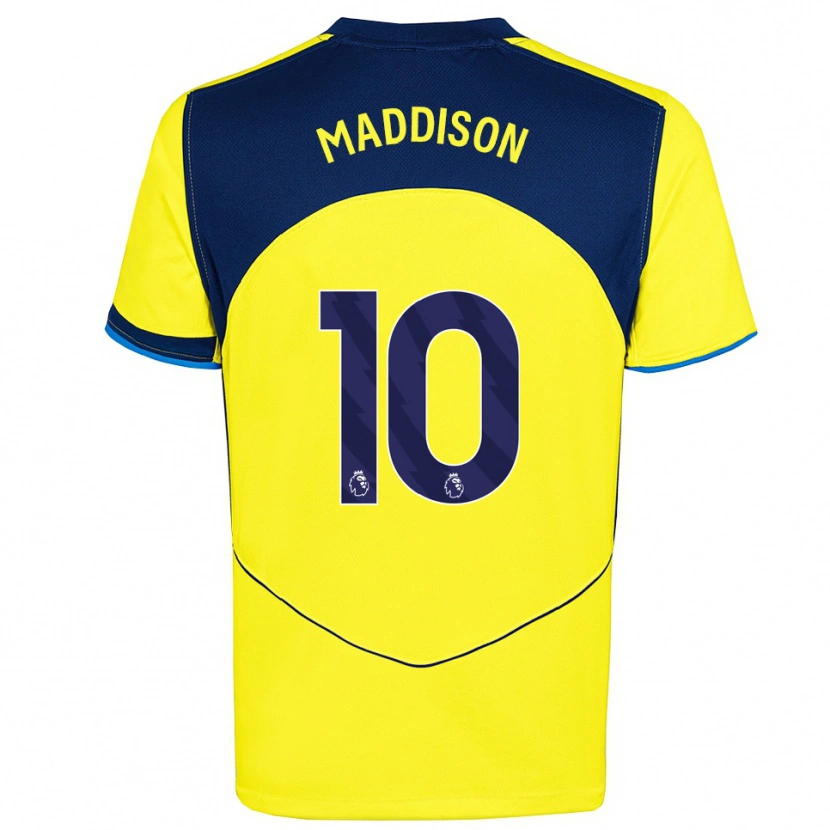 Danxen Mujer Camiseta James Maddison #10 Amarillo Marino Equipación Tercera 2025/26 La Camisa