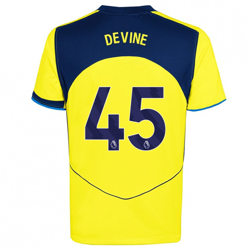 Danxen Mujer Camiseta Alfie Devine #45 Amarillo Marino Equipación Tercera 2025/26 La Camisa