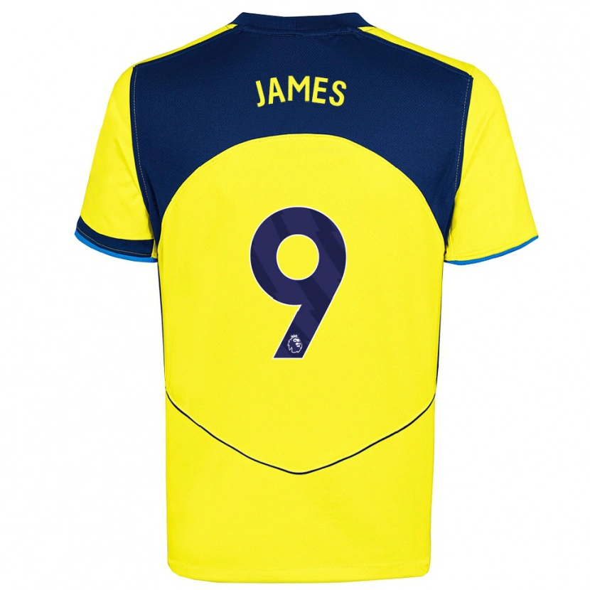 Danxen Mujer Camiseta Herbie James #9 Amarillo Marino Equipación Tercera 2025/26 La Camisa
