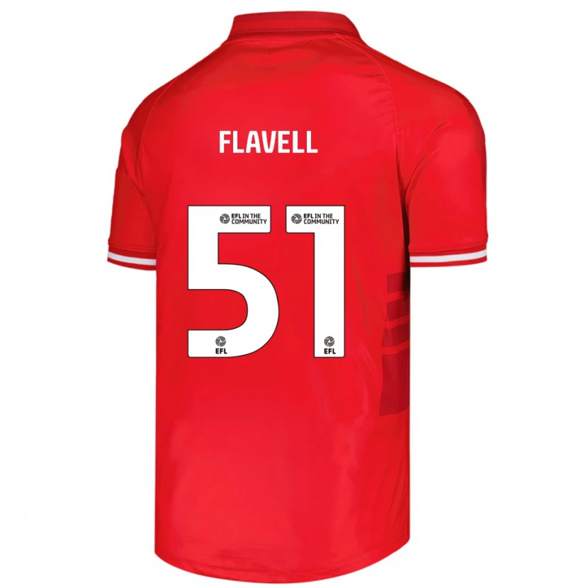 Danxen Niño Camiseta Kieren Flavell #51 Rojo Blanco 1ª Equipación 2025/26 La Camisa