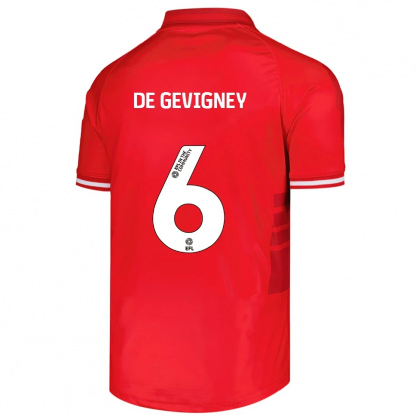 Danxen Niño Camiseta Maël De Gevigney #6 Rojo Blanco 1ª Equipación 2025/26 La Camisa